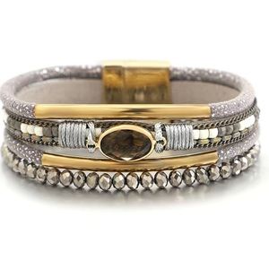 Boho vibes PU leather wrap buckle bracelet, dark gray, NWT